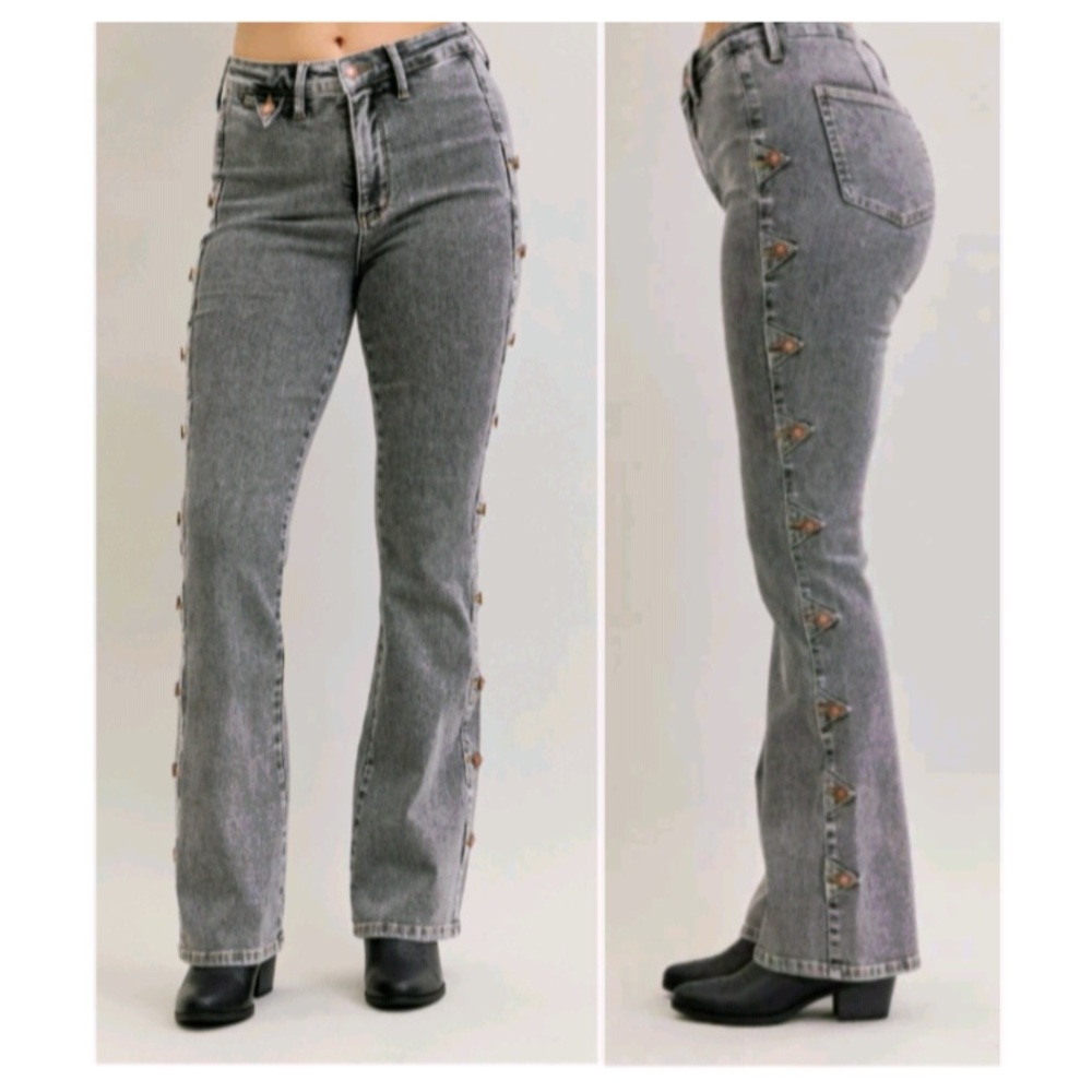 NWT Judy Blue High Waist Western Side Seam & Coin Pocket Bootcut Denim Jeans - Picture 3 of 16